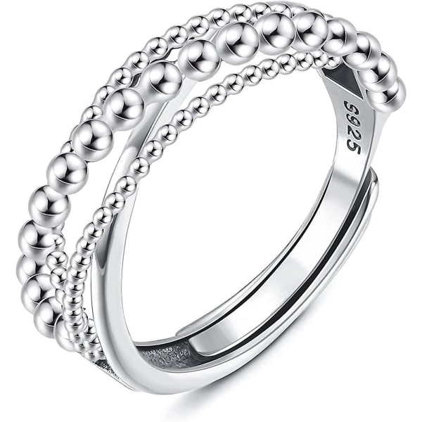 925 Sterling Silver Ringar För Kvinnor Män Fidget Ringar För Open Spinning Ring Retro Justerbar Present