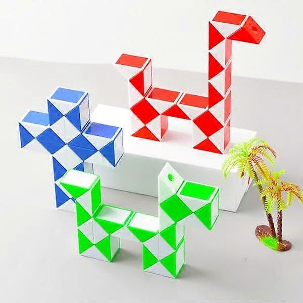 3-pak med 24 Magic Snake Cube, Snake Speed Cube, Plastikpuslespil
