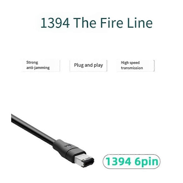 1,8 m Firewire-kaapeli Musta IEEE 1394 Firewire 400 - Firewire 400 kaapeli 6-nastainen uros - 6-nastainen uros kaapeli