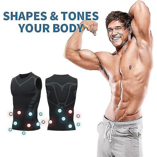 Ionic Shaping Vest, Body Shaper til mænd, 2023 ny version Ionic Shaping Vest til mænd, behageligt åndbart issilkestof Grey L