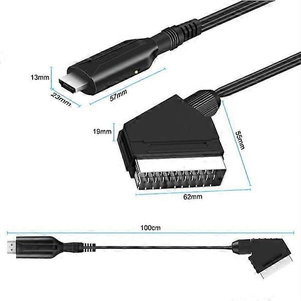 SCART till HDMI-omvandlare, All-in-One-adapter för 1080P videoomvandling från SCART till HDMI