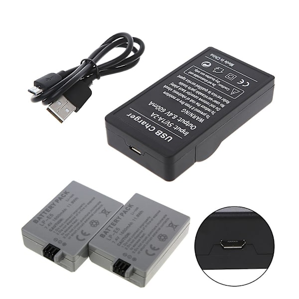 Usb Batterioplader Til Lp-e5 1000d 450d 500d Kiss F Kiss X2 Rebel Xsi