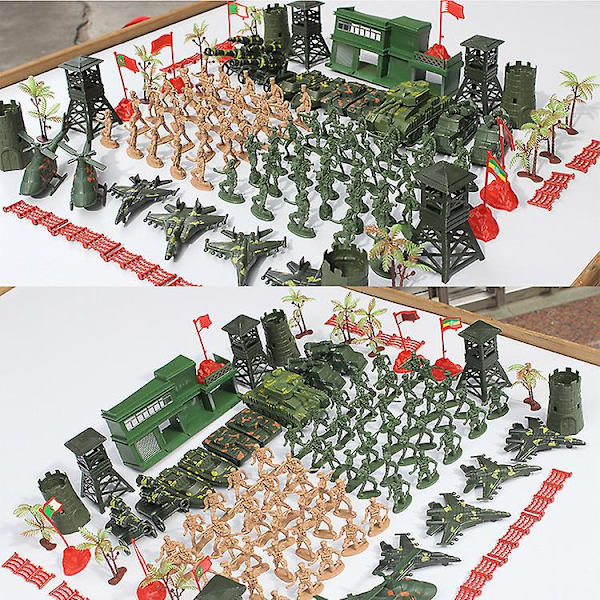 122 Stycken Armé Actionfigurer Set, Militär Leksakssats Med Soldater, Tankar, Flygplan, Flaggor, Soldatfigurer Set Modell Pojkar Plastuppdrag Armé Militär