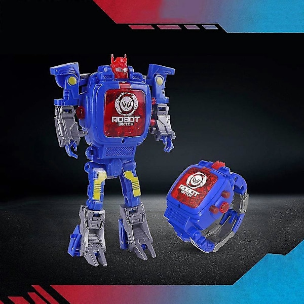 Kreativ Robot Transformer Børneur, Stor Skive Digitalt Ur til Drenge 2-14 År, Blå