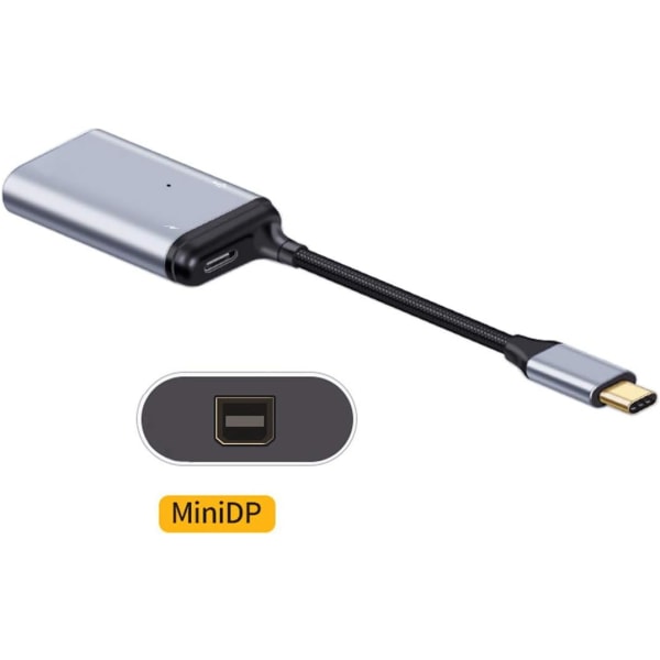 USB-C Type C - Mini DP Displayport 4K 2K 60Hz näytönmuunnin sovitin naaraspuolisella PD- power