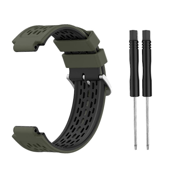 Silicone Urrem til Garmin Approach S2 / S4 Hærgrøn Sort