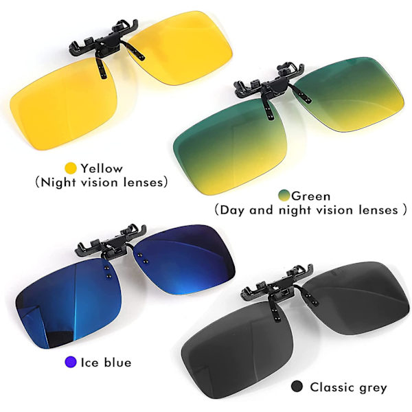Clip-on solglasögon 4-pack, polariserade linser passar över receptglasögon, fällbara ramlösa myopi närsynta solglasögon kompatibla män kvinnor