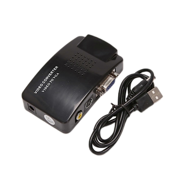 AV til VGA Adapter RCA VGA Konverter PC RCA Komposit S-Video AV Input til PC VGA LCD Output Konverter 12