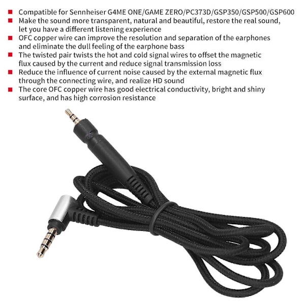 Hovedetelefon Audiokabel Til Sennheiser G4me One/game Zero/pc373d/gsp350/gsp500/gsp600