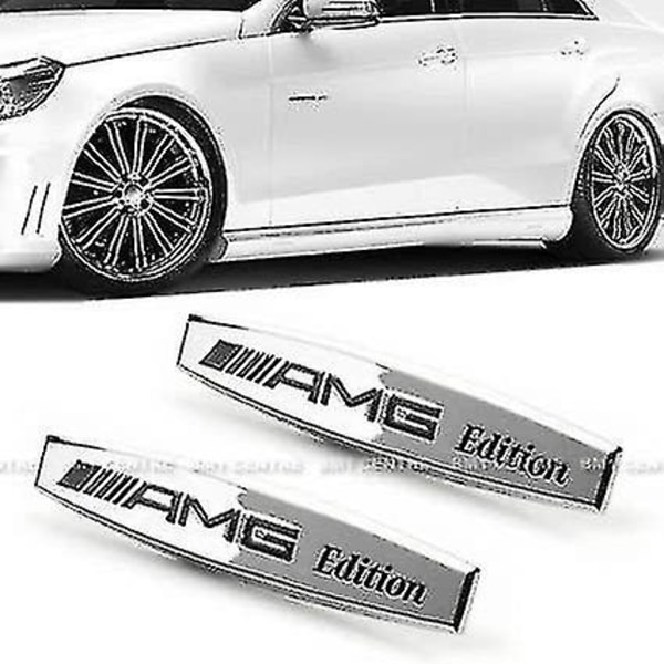 2 X Amg Edition Metal Side Wing Fender Badge Emblem Stickers For All Models Slr All Amgs W176 W204 W205