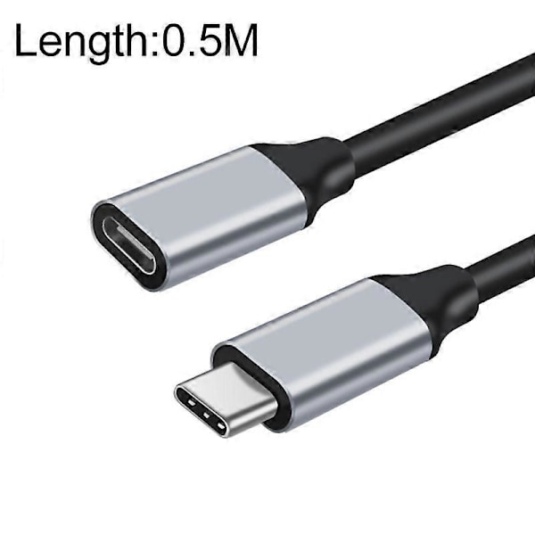 50 cm 10 Gbps USB-C / Type-C Han til Hun Opladningsdataoverførselsforlængerkabel