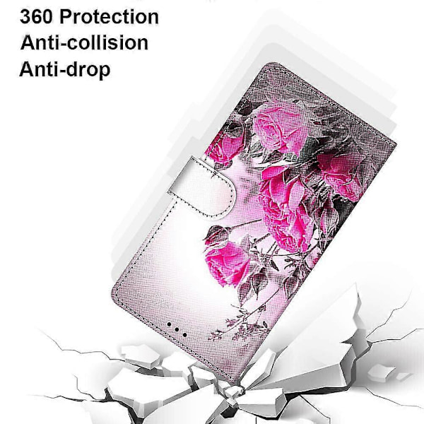 Kompatibel med Samsung Galaxy M13 4g Malt Flip Cover Magnetisk Coque Cover Etui Lukking - Rose Blomst