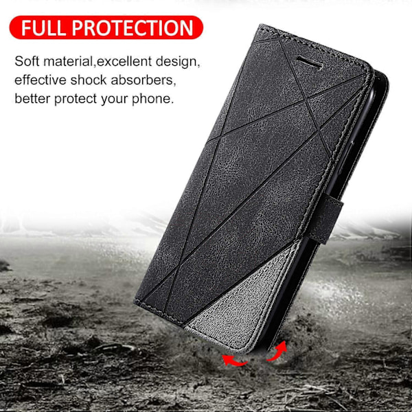 Fodral för Xiaomi Redmi 13C Läder Magnetiskt Folio Omslag med Kortfack Kompatibelt med Xiaomi Redmi 13C Svart