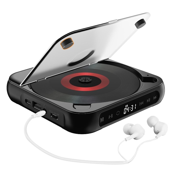 BT5.1 CD-spelare Portabel Musikspelare FM-radio Skrivbords CD-spelare med Dammskydd LED-Display 6 12