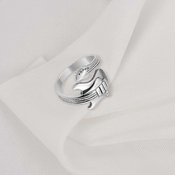Ring, Silverring för män - Stilren gitarrinspirerad design - Perfekt herrtillbehör Herrringar Gitarrtillbehör Ringar Män