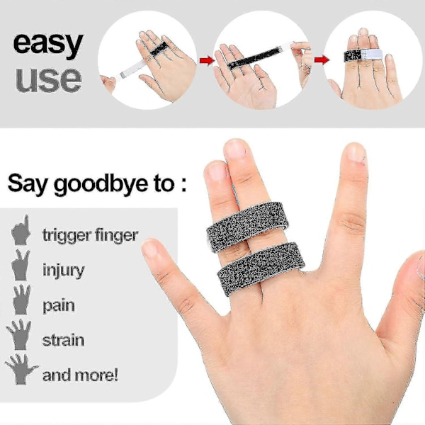 10 stk. Buddy Tape Fingerbånd - Skridsikker Hæklet Lukning - Finger Skinner, Genanvendelige Stof Buddy Wraps til Brækkede Tæer