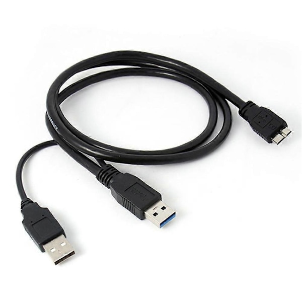 En Micro USB B 3.0 Y-Kabel til Ekstern Harddisk - Sort