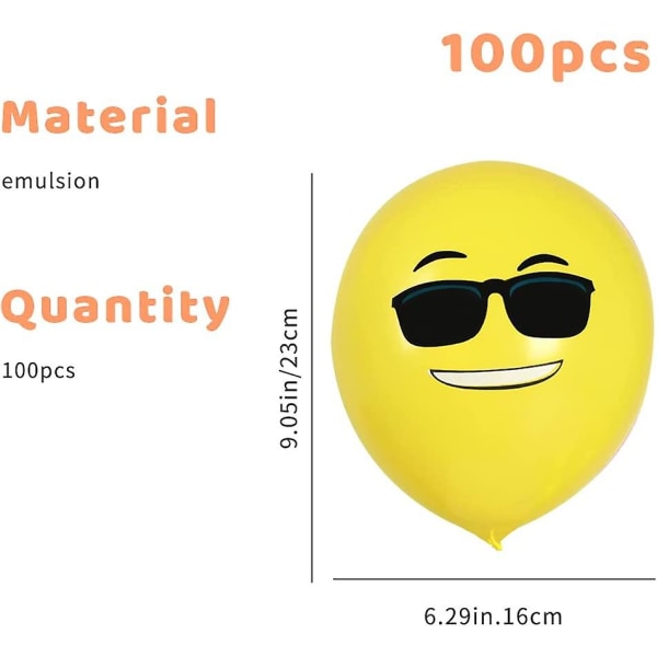100 Balloons Helium, Emocions Ilmapallot Smiley YIY