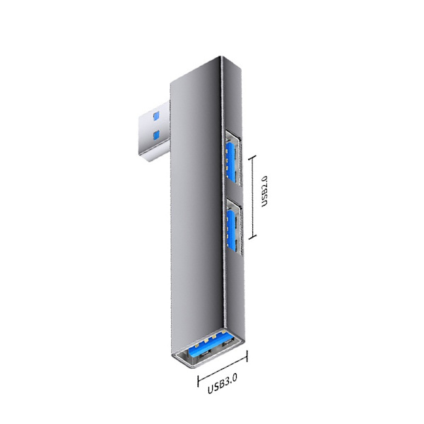 Multi-Port USB-hub: USB til dobbelt USB 2.0 + USB 3.0 til telefoner, tablets og laptops grå