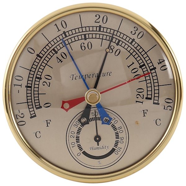 5 tommers Min Max Termometer Hygrometer Veggmontert Vegg Analog Innendørs Utendørs Regntålig Temperatur Hu