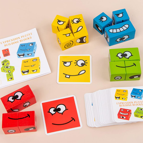 Dubbelsidig ansiktsförändrande Emoji Rubiks kub pedagogiska leksaker