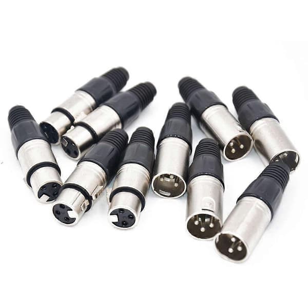 10x 3-polig XLR lödtyp 5 hane + 5 hona kontaktkabel