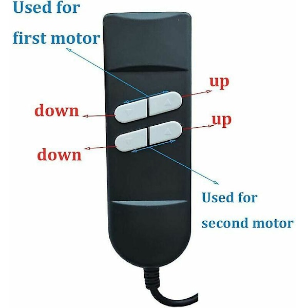 Sähköinen rentoutuvatuoli kaukosäädin - Nostoistuimen kaukosäädin manuaalisella ohjauksella, 4 painiketta, 5 nastaa - Käytetään 2 moottorin nojatuoleille, korkea ja matala Li