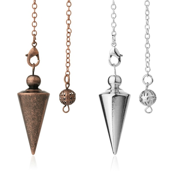 pcs Metallic Copper Spiritual Point Pendulum för spådom Healing Dowsing Balansering Spetsig Kon, Silver