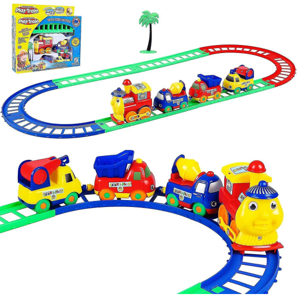 Bilbanelegetøj, Toddler Train Set, Inkluderer 8 spor 4 biler og et træ, småbørnslegetøj, gave til drenge Piger-sfygv