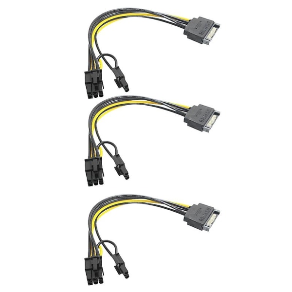 15 pins Sata hann til 8 pins (6+2) Pci-e strømforsyningskabel Sata kabel 15 pins til 8 pins kabel 18awg ledning F