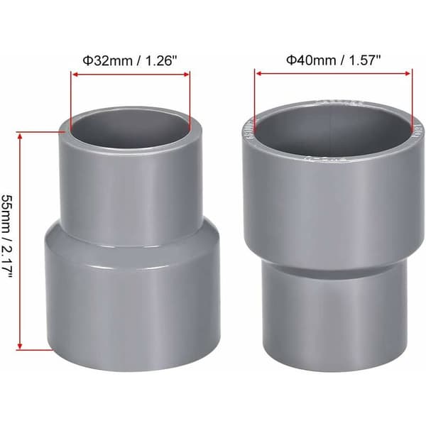 40 mm x 32 mm PVC-rörreduceringskoppling Nav DWV Grå 2 st