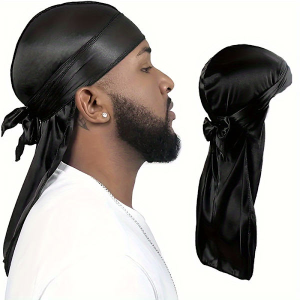 Silke Durag Dusjhette Bandana Silky Du Rag Doo Rag Lang Hale Bølger Cap - Baderomstilbehør for Menn
