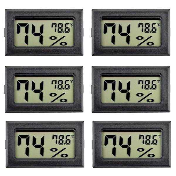 6pack Mini Hygrometer Innendørs fuktighetsmåler Hygrometer Digitale termometre Fuktighet med () For G