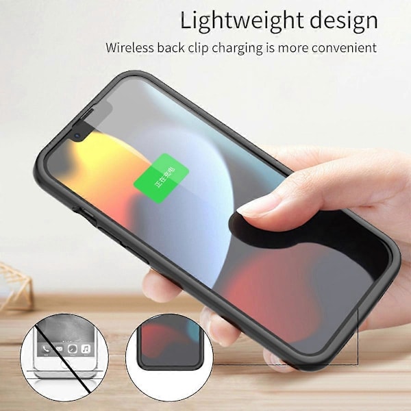B88 iPhone 13 Pro 7000mAh Uppladdningsbart Batterifodral, TPU/ABS Laddningsskal med MagSafe, Ljud