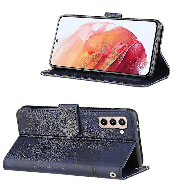 Kompatibelt Samsung Galaxy S21 5g Fodral Läder Folio Cover Magnetisk Premium Etui Coque - Blå