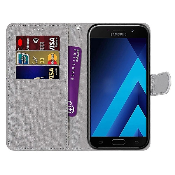 Fodral för Samsung Galaxy A5 2017 Färgad Ritning Korsstruktur Horisontell Flip PU Läderfodral med Hållare & Kortfack & Plånbok & Snodd