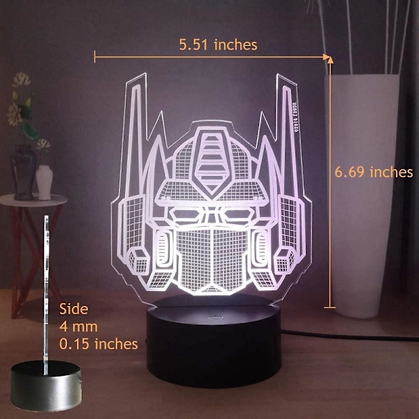 Transformers 3D Nattlampa, Optimus Prime 7 Färger LED Bordlampa, Fjärrkontroll Barnrumsnattlampa, Barn Pojkar Födelsedag Julgåva