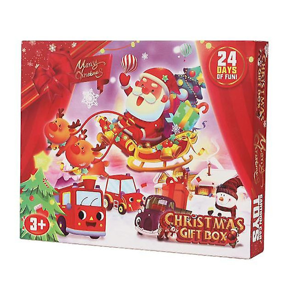 Julnedräkningskalender, 2023 Nedräkningskalender för barn 24 dagar Nedräkningsbil Leksak Julnedräkningskalender Blind Box Present till pojkar och flickor