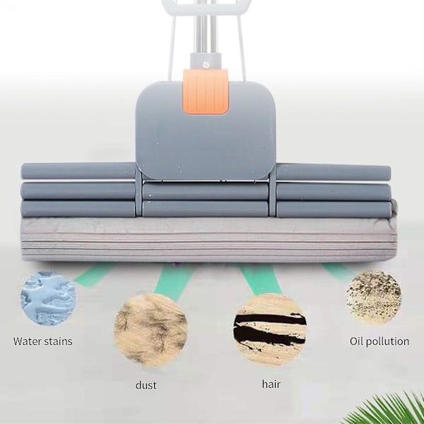 Mop for gulvrengjøring Kjøkken Hjem PVA Svamp Rulle Mop Hode Refills Mop Hode Foldet Svamp Utskiftning Hode Gulv Rullebørste Absorberende Svamp Hode