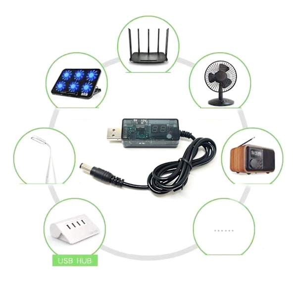 Usb Dc5v - 12v 9v virtajohto Usb - Dc-liitinsovitinjohto Usb-tehostusvirtajohto