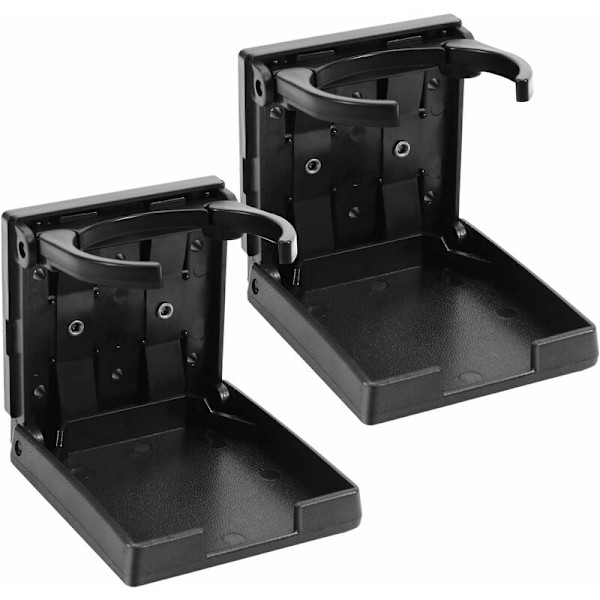 2X Justerbar Mugghållare, Fällbar Burk-hållare, Flask-hållare, Mugghållare, Svart, Båt, Bil