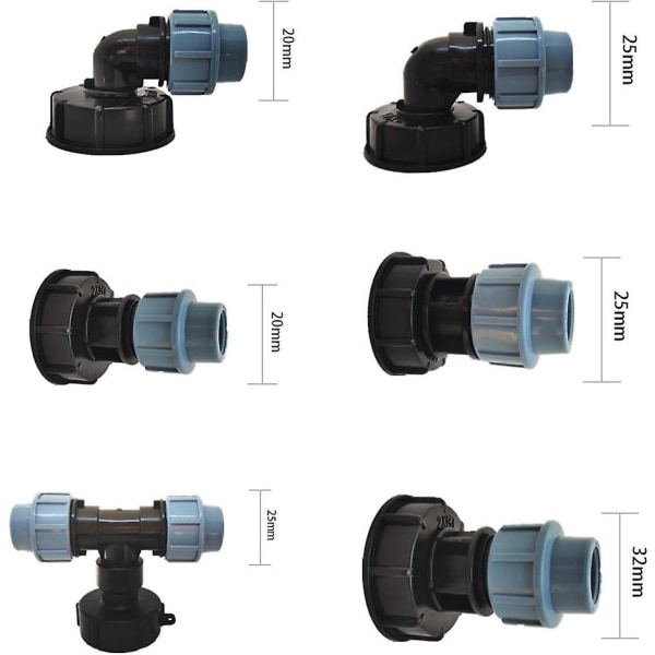 IBC-säiliöadapteri, S60X6 IBC-adapteri 32 mm:n MDPE-suoralla liittimellä, yhteensopiva eurooppalaisten standardien mukaisten IBC-säiliöiden kanssa