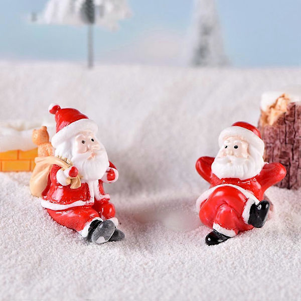 12 stk. Juleminiaturefigurer Julemand Bordfigurer Harpiks Havetilbehør Julegaver til Børn Venner