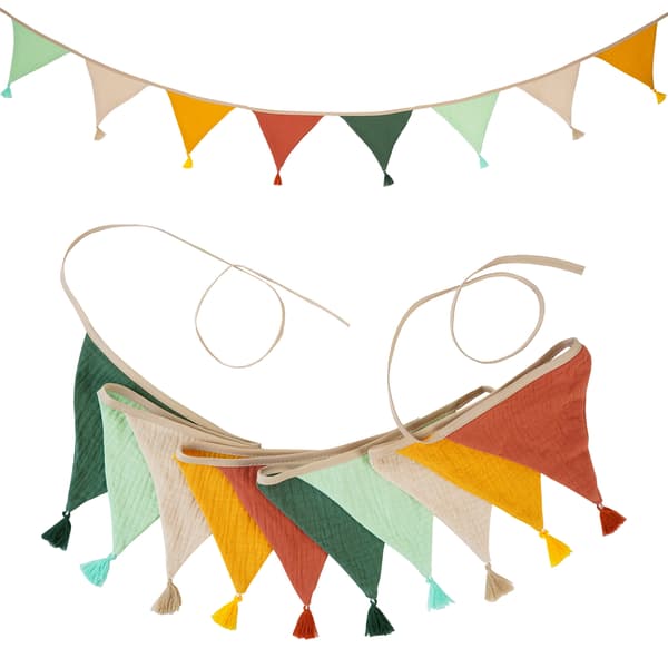 Dekorasjon - 1 stk - Vimpel - Flagg - Stoffgirlander - Flaggirlander - Stoffflaggirlander - Bursdagsgirlanderdekorasjon