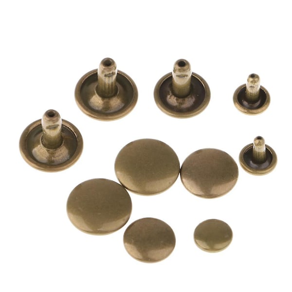 200 Stykker Bronze Læder Dobbelt Hætte Nitter 8mm 6mm til Læderhåndværk