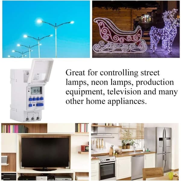 15A Ukentlig LCD Digital Timer – Programmerbar opptil 7 dager – 220V Strømforsyning – Bryter for elektrisk panel