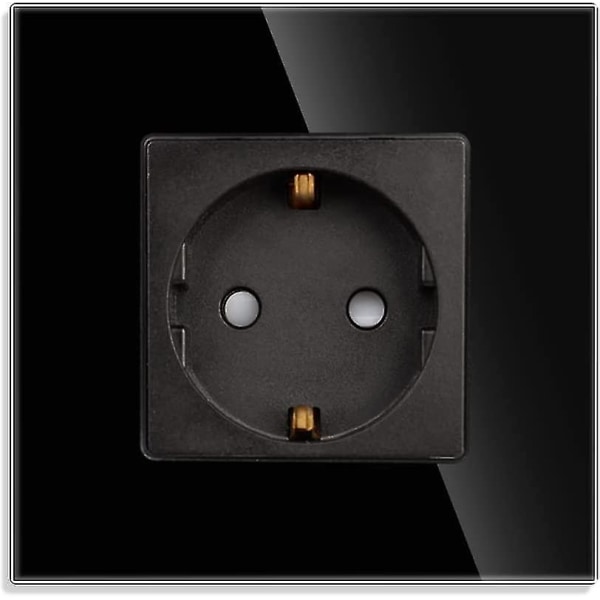 Single Socket In Black, 16 A Glass Schuko Sockets Uppoasennettavat suojakontaktit Seinäpistorasia-86mm, 250v, 1 lokero
