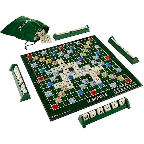 Scrabble Stor Sammenleggbar Utgave med Roterende Spillbrett i Tre