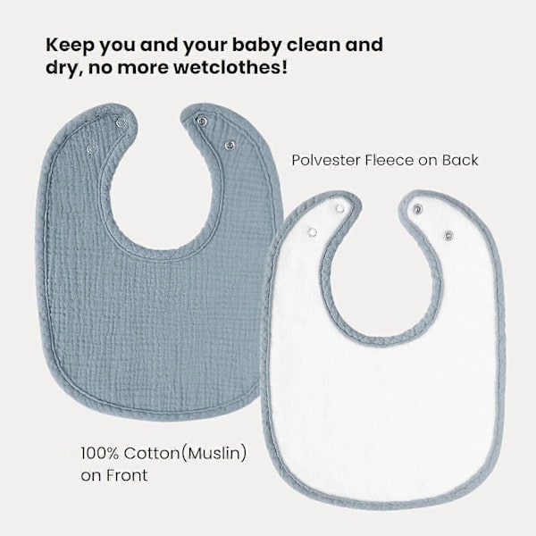Muslin Babyhaklappar 8-pack Baby Bandana Drool Bibs Bomull för Unisex Pojkar Flickor, 8 Ensfärgade Set för Tandspottning Blå