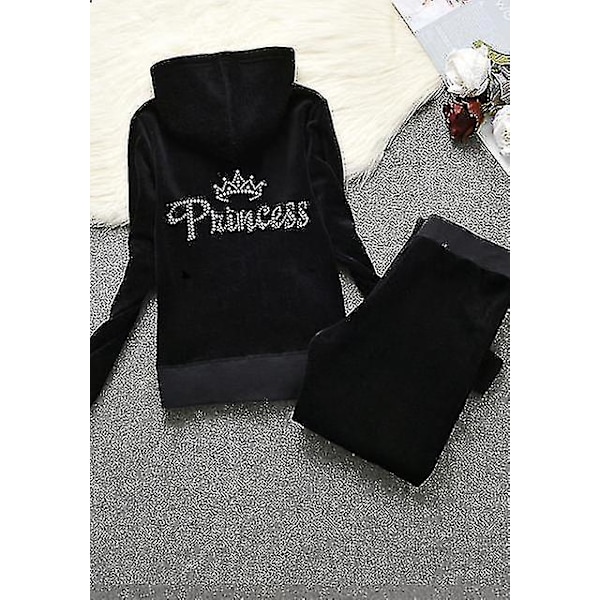 Velour Juicy ompelupuku Huppareita sametti vetoketju collegepaita ja housut setti urheiluvaatteet 2023 Naisten kevät/syksy verryttelypuku lyhyt toppi paras lahja jouluksi Princess design M